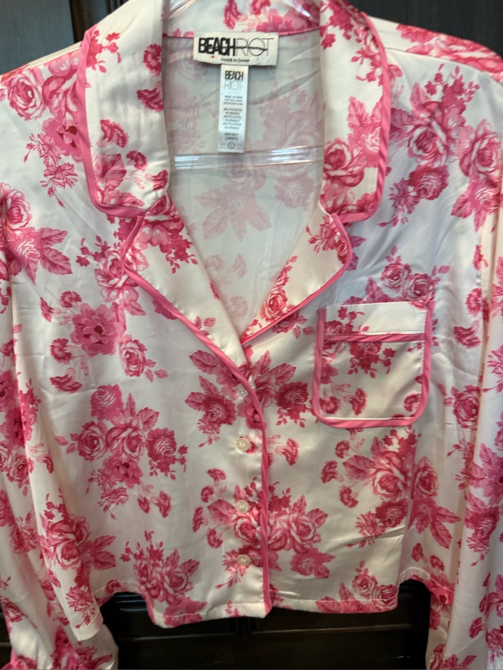 Beach Riot Pink Floral Satin Pajama Set - Picture 7 of 13